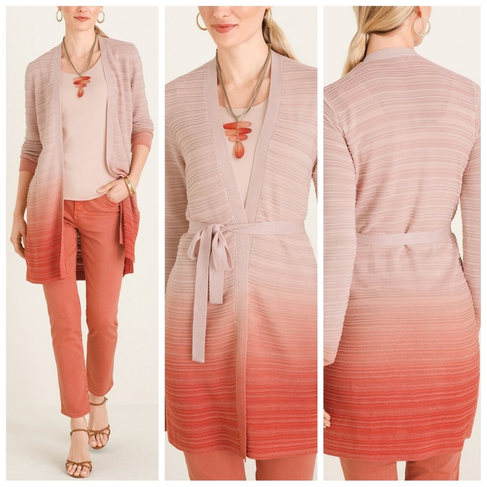 JM Collection Ombre Belted Cardigan Size XXL